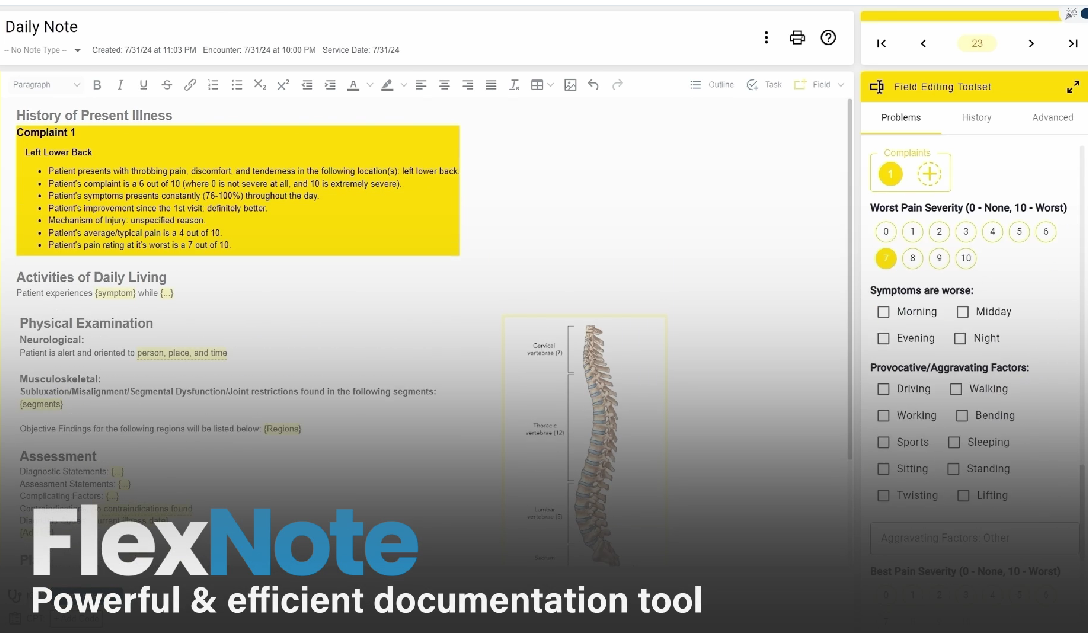 screenshot of Genesis Chiropractic Software
